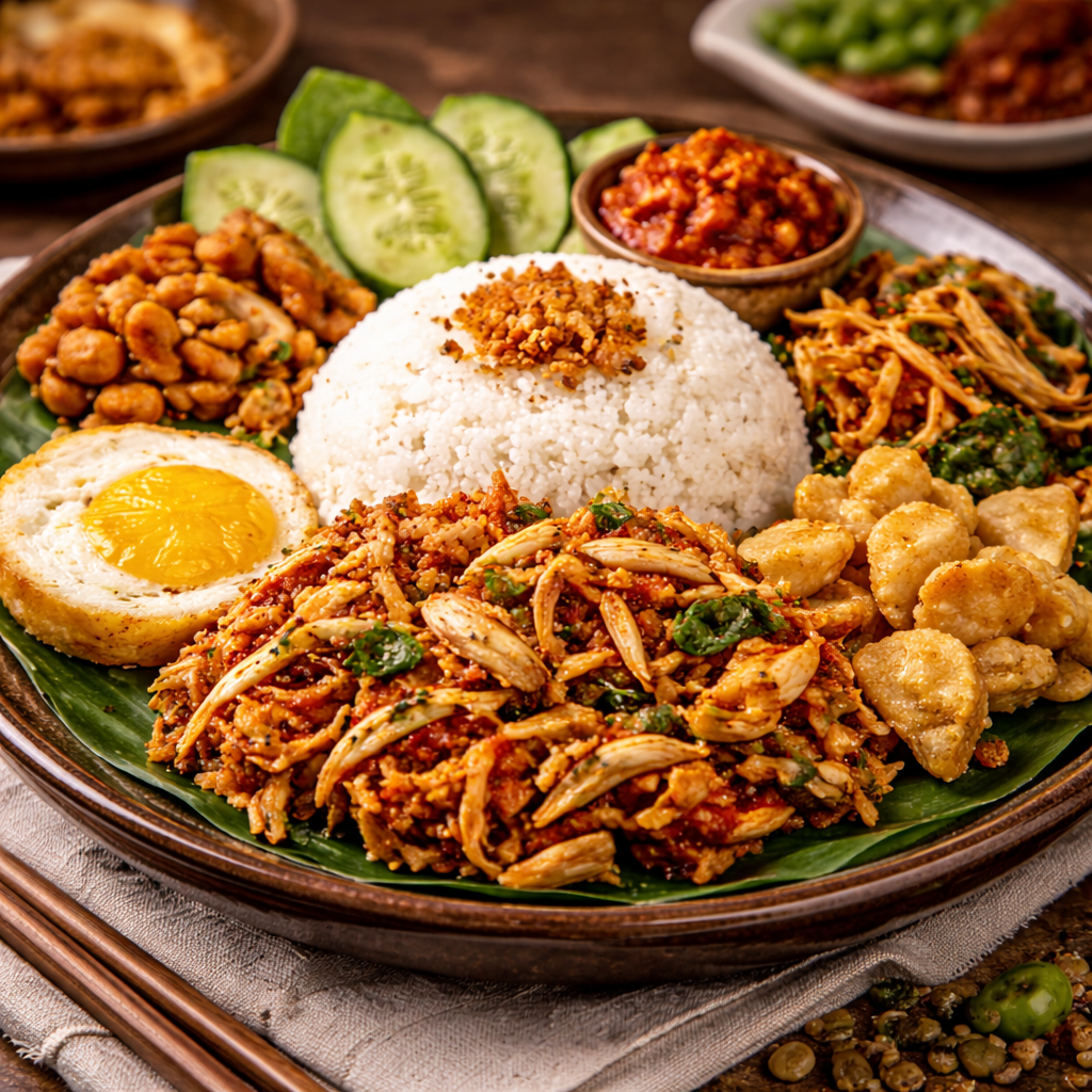 Nasi Campur Ayam Suwir gurih